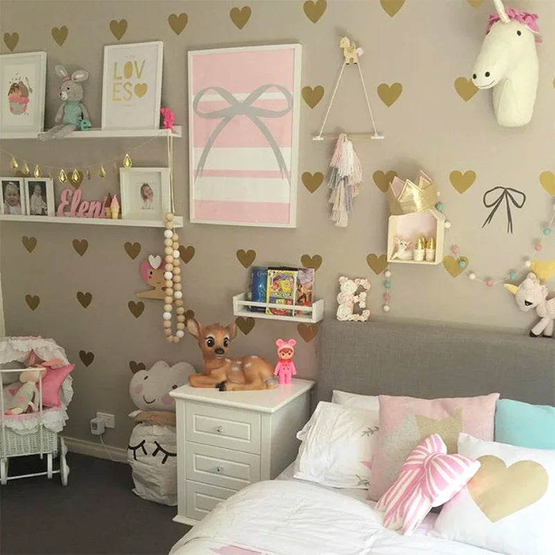 Cartoon Easy Apply Cute Heart-shaped Wall Stickers For Kids Baby Girls Rooms Wallpaper Home Decor Hearts Vinyl Art Wall Decals