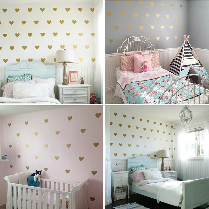 Cartoon Easy Apply Cute Heart-shaped Wall Stickers For Kids Baby Girls Rooms Wallpaper Home Decor Hearts Vinyl Art Wall Decals