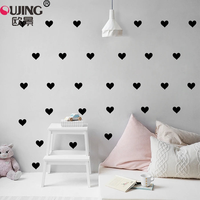 Cartoon Easy Apply Cute Heart-shaped Wall Stickers For Kids Baby Girls Rooms Wallpaper Home Decor Hearts Vinyl Art Wall Decals