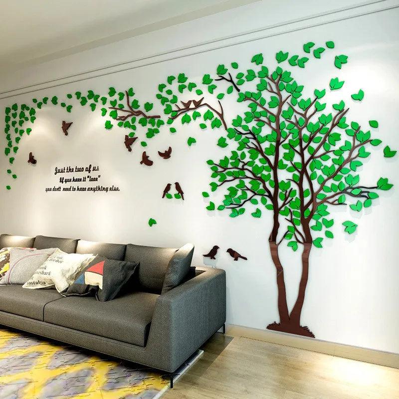 3D Tree Acrylic Mirror Wall Sticker Decals DIY Art TV Background Wall Poster Home Decoration Bedroom Living Room Wallstickers