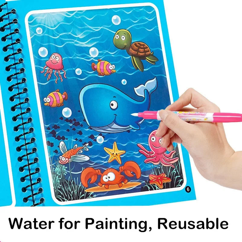 Magic Water Drawing Book Kids Painting Drawing Toys Reusable Coloring Book Early Education Toys for Toddlers 2-4 Girls Boys Gift