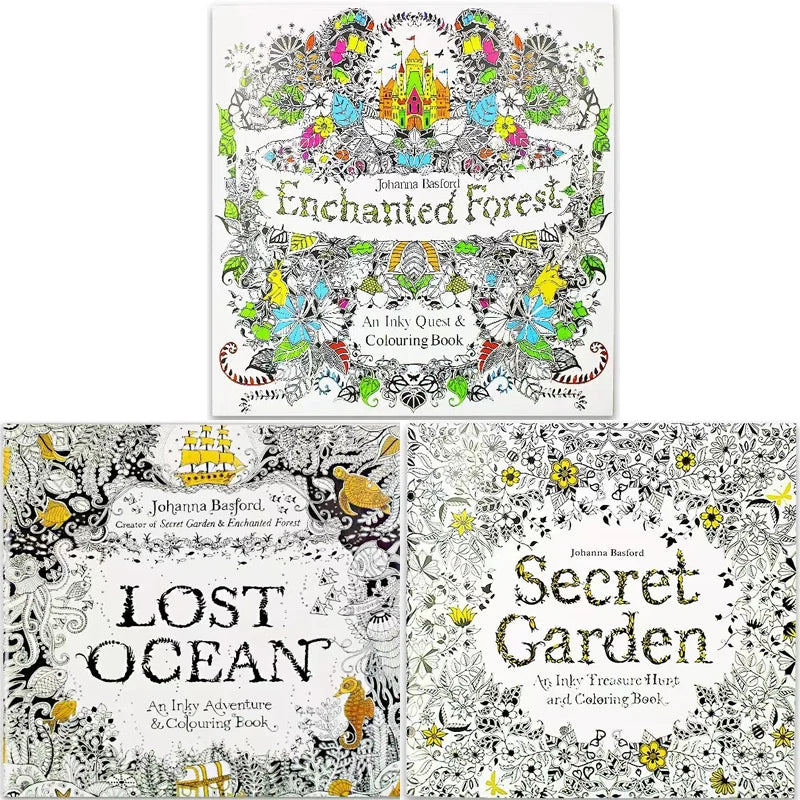 3 Books Different Secret Garden Coloring Book For Adults Children' Learning Painting Graffiti Art Drawing Book Stationerys Gifts