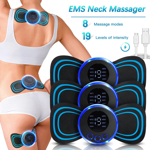 LCD Display EMS Neck Electric Massager