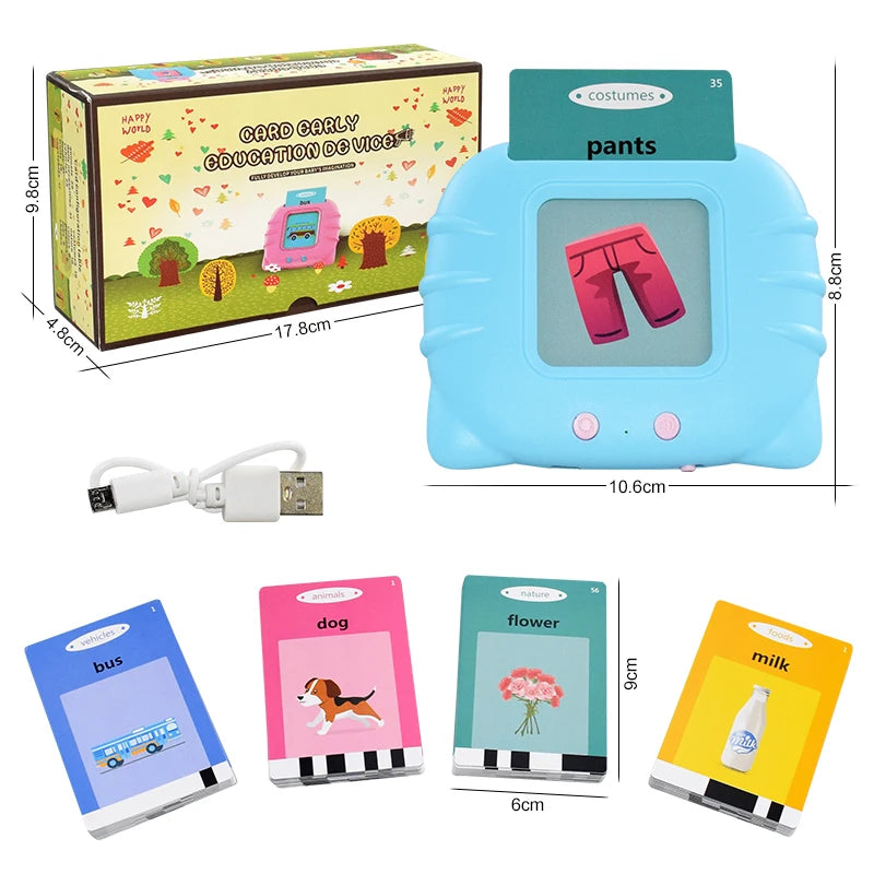 Kids Learning English Flash Card Reading Machine Educational Audio Electronic Card Book Montessori Language Toy for Home School