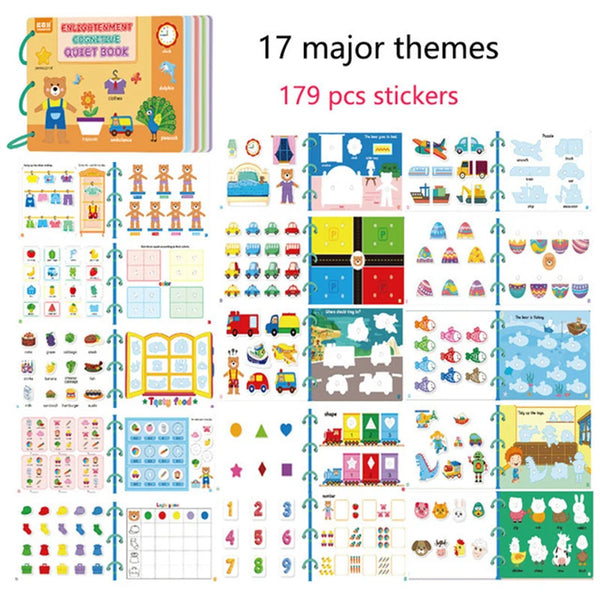 Montessori Busy Book Baby Toys Quiet Book Preschool Kids Early Learning Education Cognitive Puzzle Children Sticker Paste Books