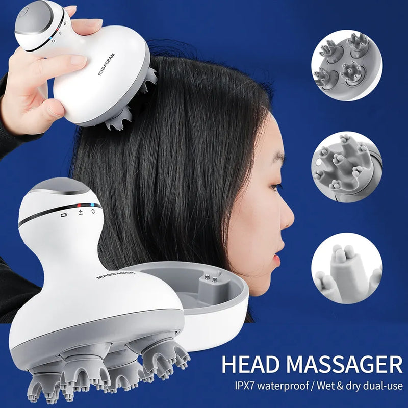 3D Waterproof Electric Head Massager