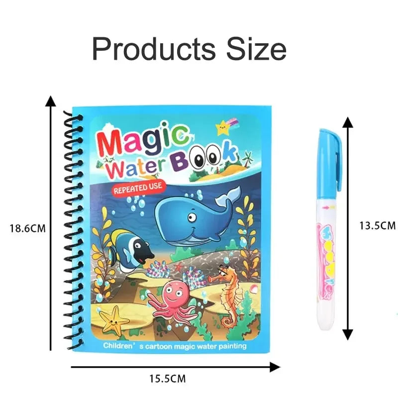 Magic Water Drawing Book Kids Painting Drawing Toys Reusable Coloring Book Early Education Toys for Toddlers 2-4 Girls Boys Gift