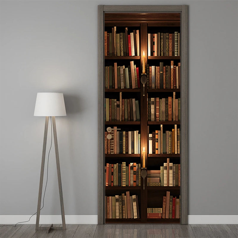 PVC Add Touch Of Elegance To Home 3D Library Door Sticker Easy To Apply Remove 3D Door Sticker