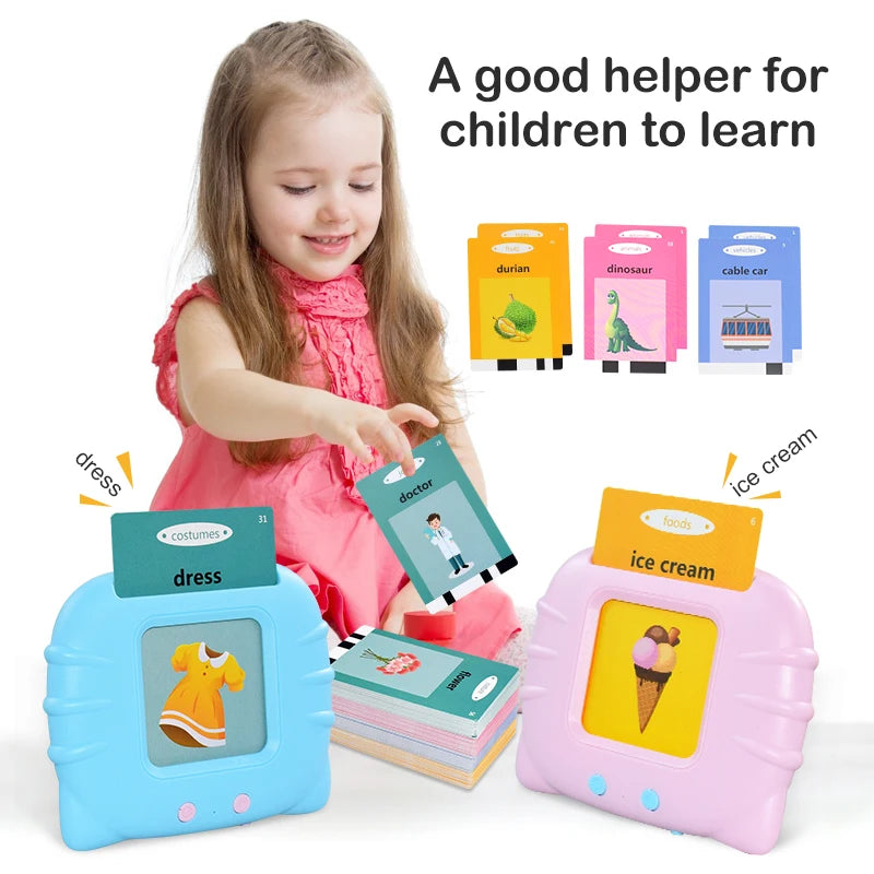 Kids Learning English Flash Card Reading Machine Educational Audio Electronic Card Book Montessori Language Toy for Home School