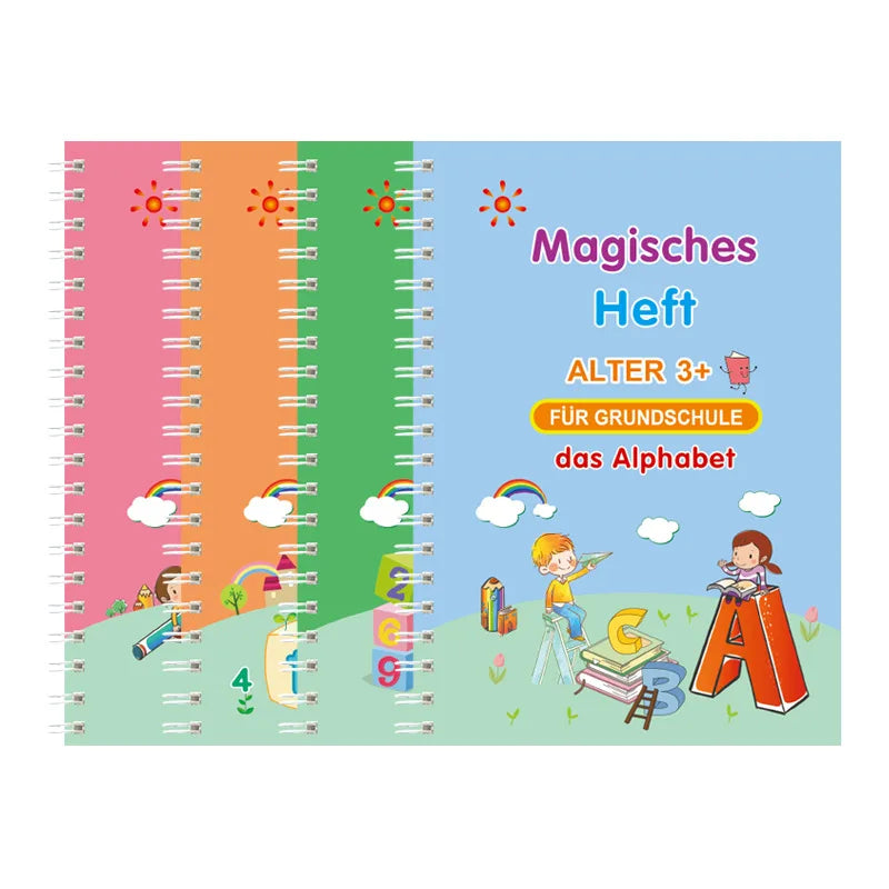 German Children's Books 13x19cm Deep Groove Magic Book Alphabet Learning Numbers Free Handwritten German Magic Practice Copybook